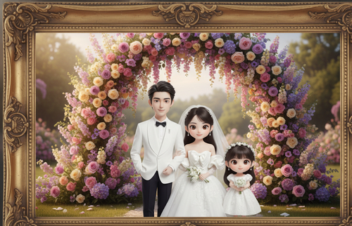 Family Wedding Photo (Chibi) - Nano banana AI generated result