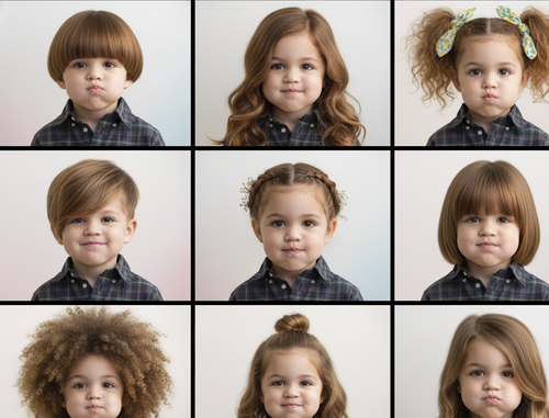 Children's Hairstyle 9-Grid - Nano banana AI generated result