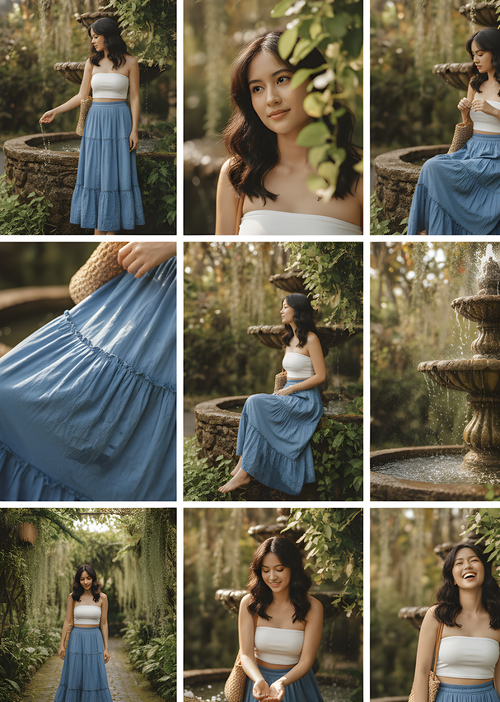 Vintage Garden Portrait 3x3 Grid - Nano banana AI generated result