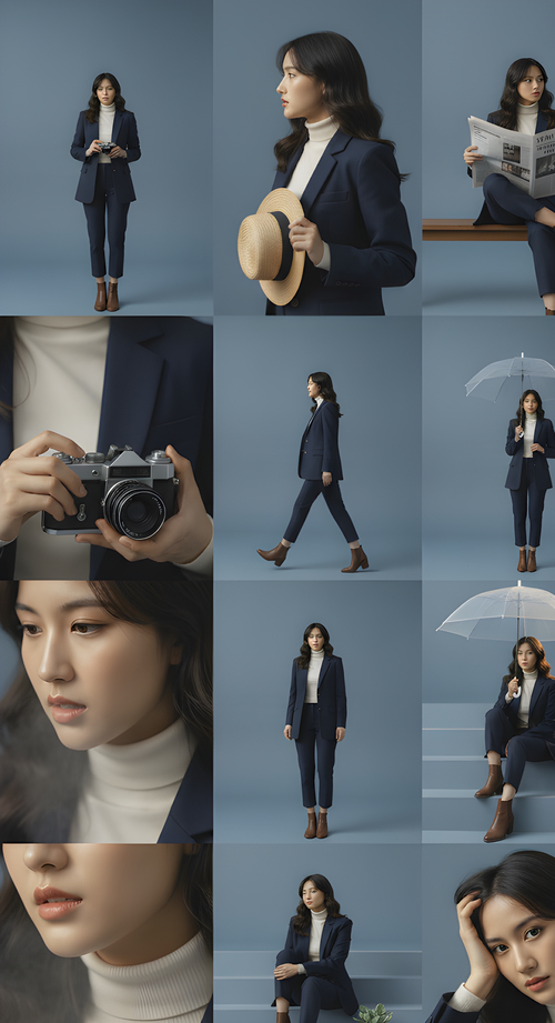 Minimalist Studio Editorial 3x3 Grid - Nano banana AI generated result