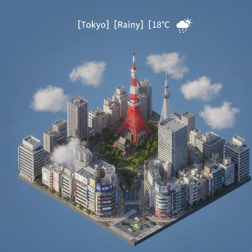 City Weather Isometric View - Nano banana AI generated result