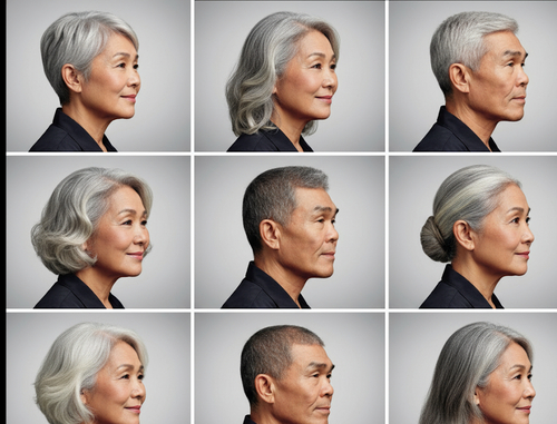 Elderly Hairstyle 9-Grid - Nano banana AI generated result